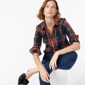 J. Crew Tartan Plaid Slim Shirt Red & Blue Size 6